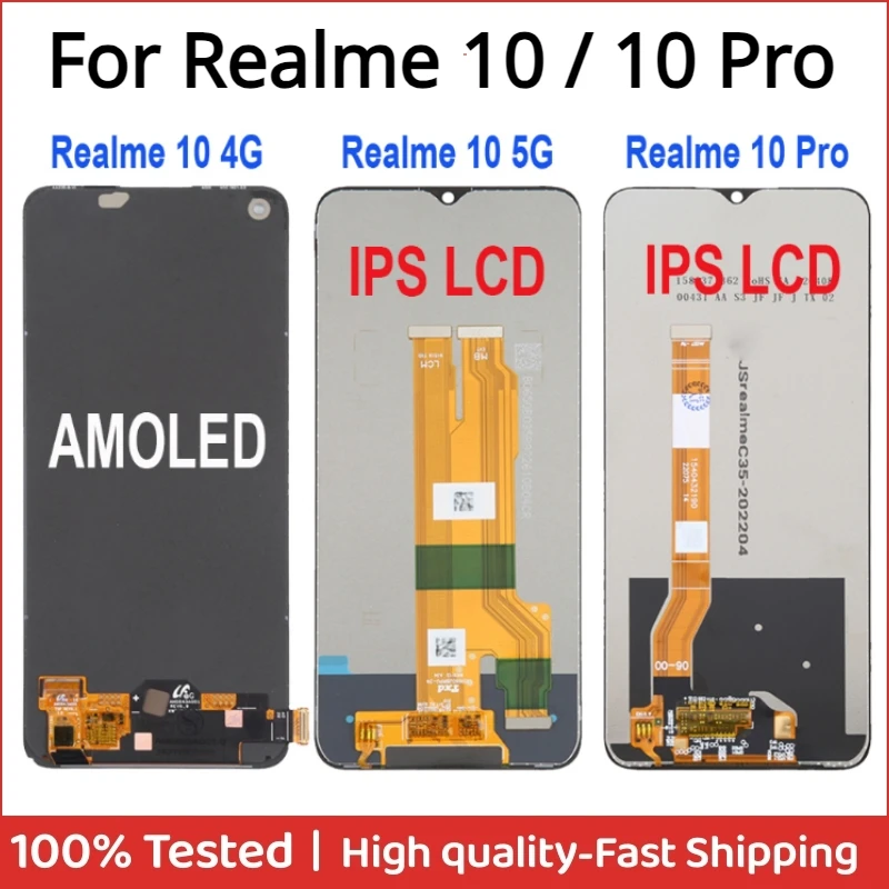 For OPPO Realme 10 Pro 5G RMX3663 RMX3660 RMX3661 LCD Display Touch Screen Digitizer Assembly