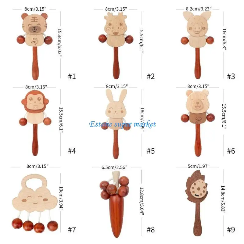 090B Multipurpose Baby Shake Drum Infant Handheld Bells Baby Rattle Encourage Exploration & Stimulate Senses for Boys Girls