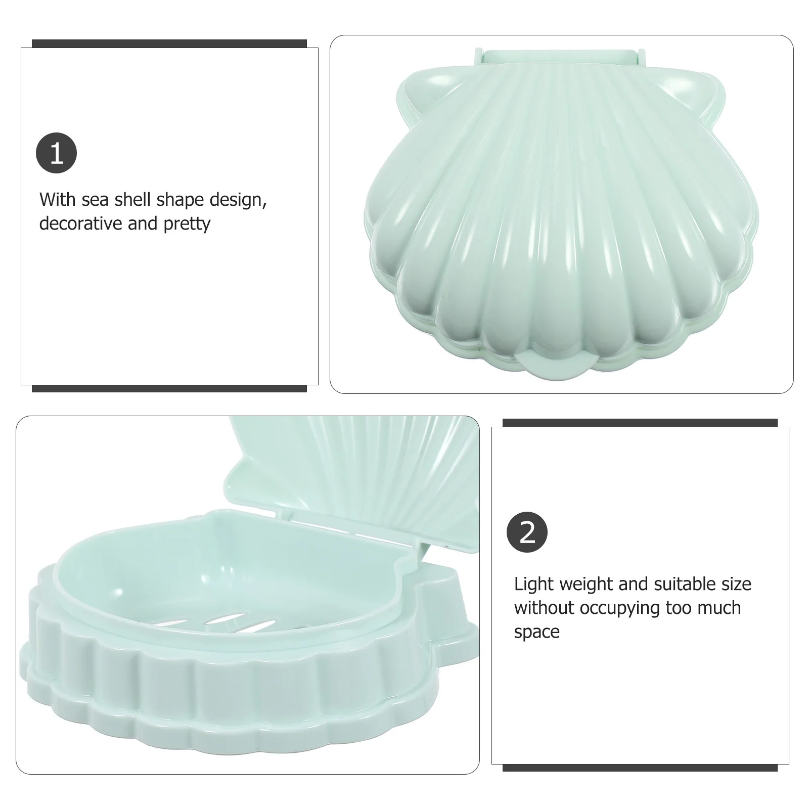 

2Pcs Bar Soap Dish Hollow Design Sea Shell Shaped Soap Holder for Drainage and Dry Storage Small Item Organizer Bathroom Decor