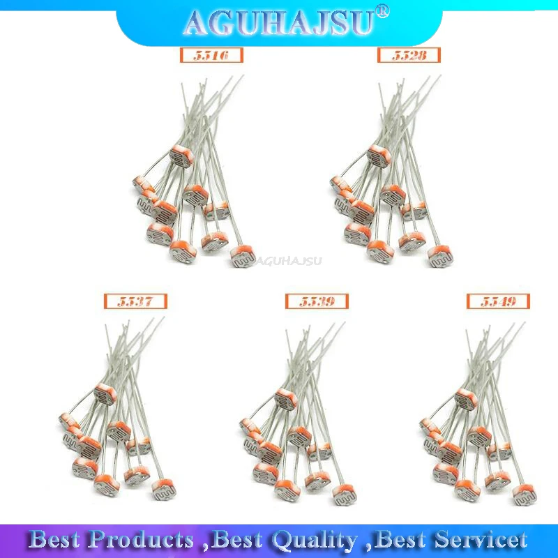 

20pcs 5516 5537 5528 5549 5539 light dependent resistor photoresistor resistor photosensitive resistance
