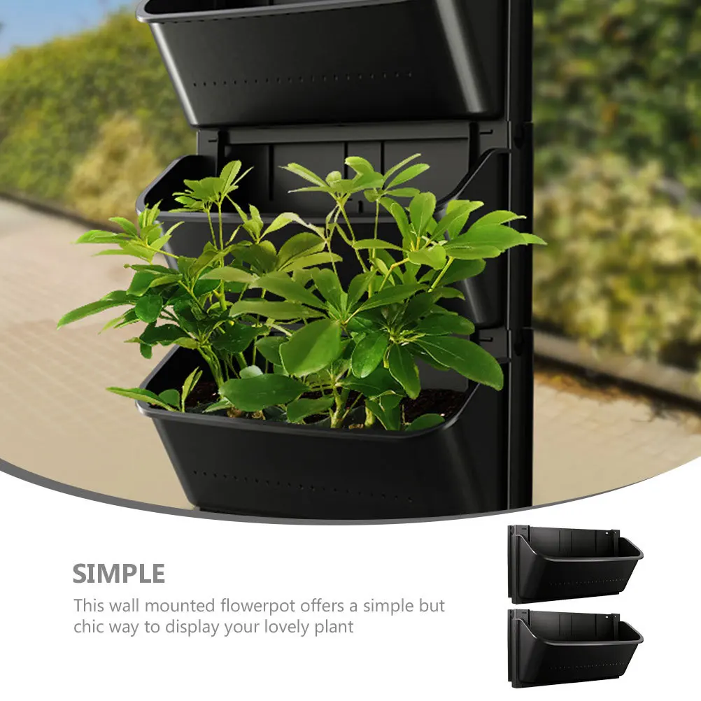 

2Pcs Vertical Garden Planter Plastic Wall Mounted Plant Pots Outdoor Indoor Flowerpot Hanging Planter Box Living Wall