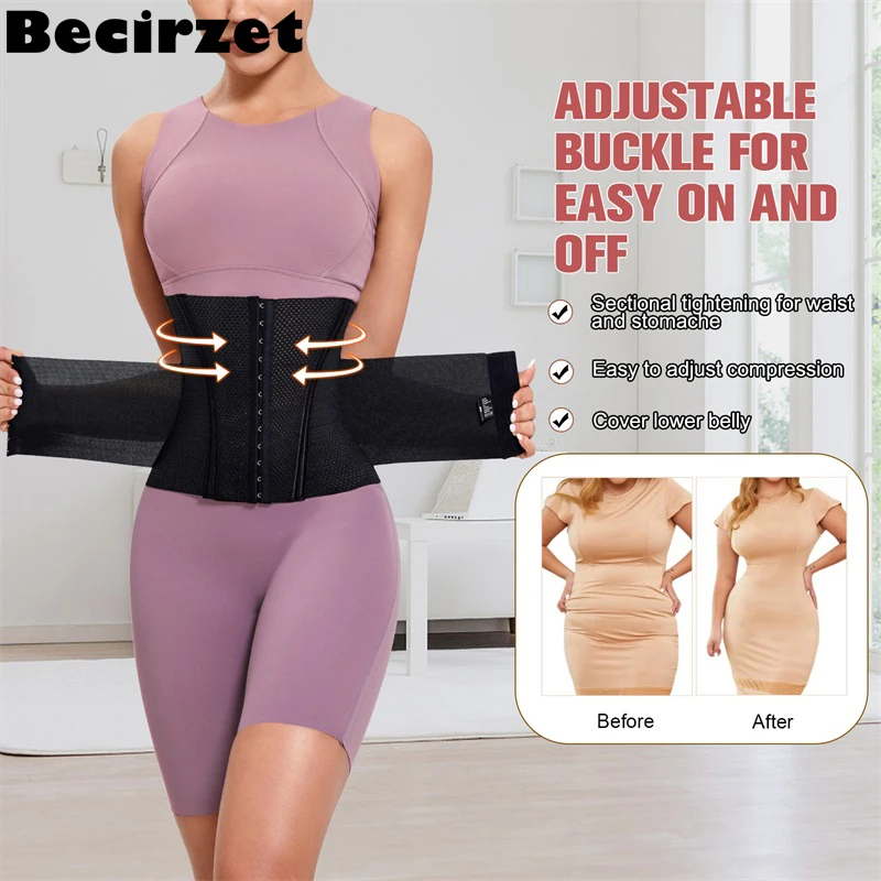 Becirzet Slimming Sheath Woman Waist Trainer Corset Back Support Reductive Girdle Abdomen Shaperwear High Elasticity