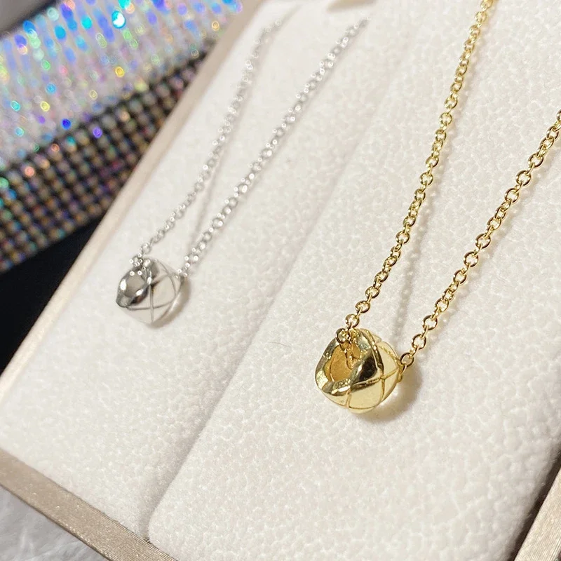

MDLFES Mo!ssan Diamond Style Bean diamond plaid necklace women gold-plated fashion personality niche