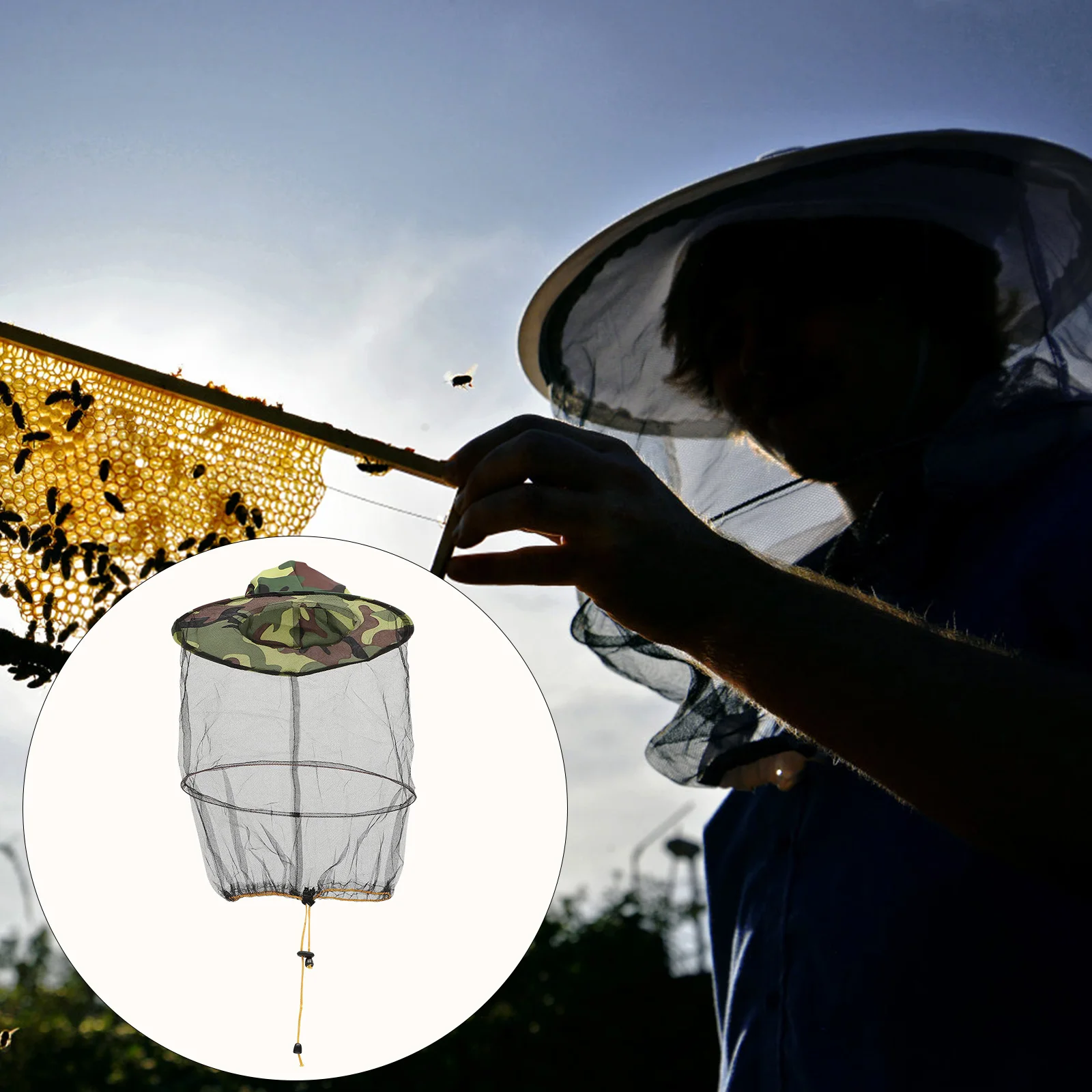 

2 Pcs Bee Hat Anti Inset Resistance Cap Face Protector Mesh Camouflage Beekeeping