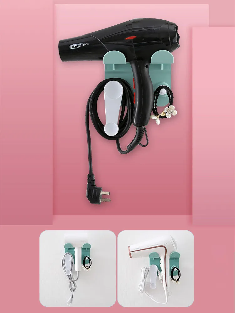 Asciugacapelli supporto per staffa di montaggio a parete asciugacapelli senza chiodi gancio per appendere con supporto per cavo gancio senza foratura per il bagno di casa