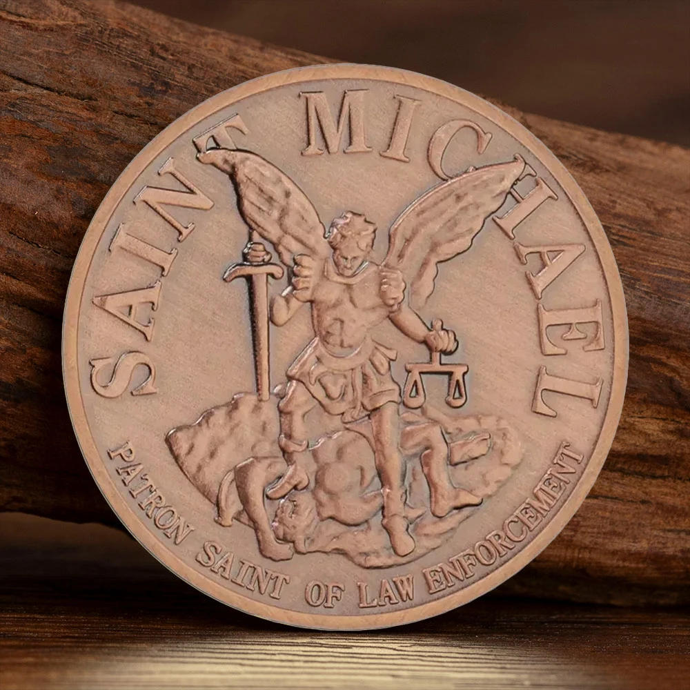 United States City of Boston Police Department Copper Plated Souvenir Coin Saint Micheal Collectible Coins