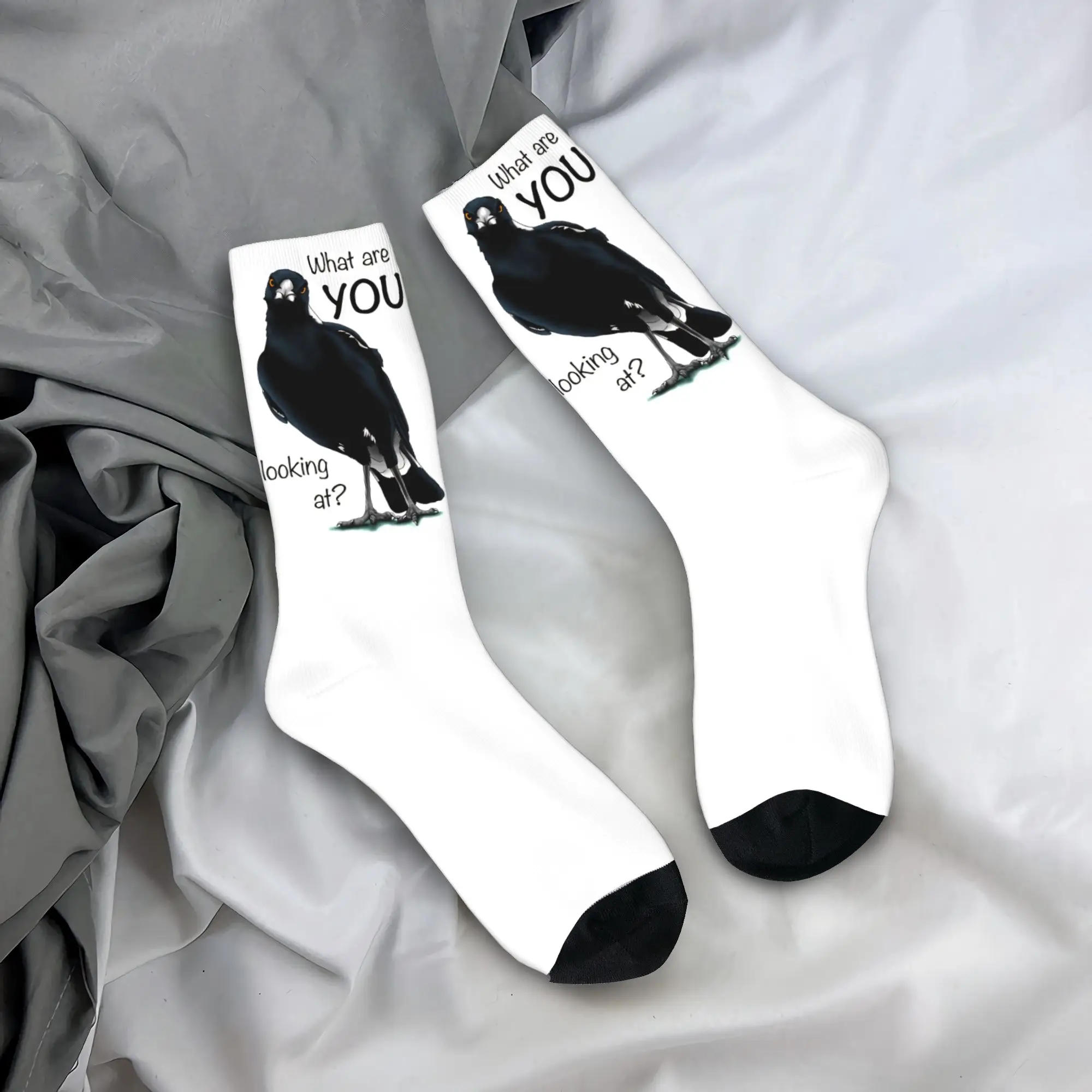 

Australian Magpie What are you looking at Socks Anti Slip Stockings Women Men Breathable Skateboard Socks Autumn Casual Socks