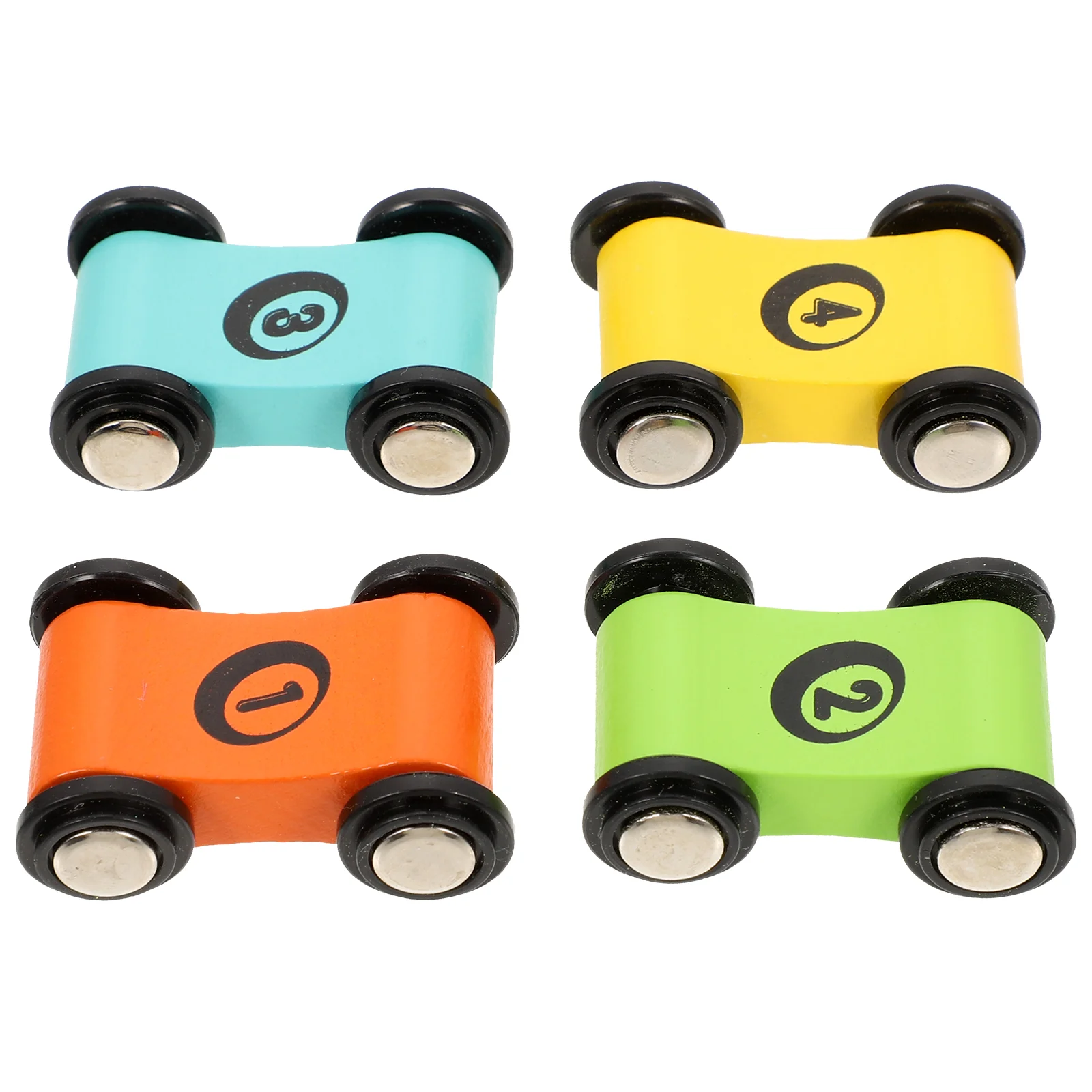 4 Pcs Wooden Pull Back Car Mini Toys Race Cars Toddler Track Interactive Board Game