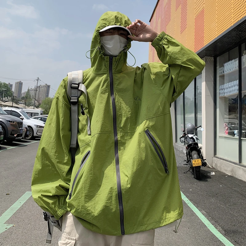 

een Fruit Men's Summer Thin Breathable Hooded Jaet Faion Brand Cool Sle High-End Feeling Sun Protection Clothing