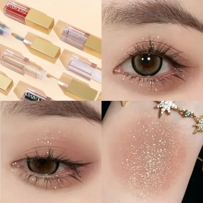 1 Pieza Sombras De Ojos Líquida 4ml Brillante & Mate Tierra Tono, Fácil a Aplicar, Impermeable, Prueba De Sudor, Portátil