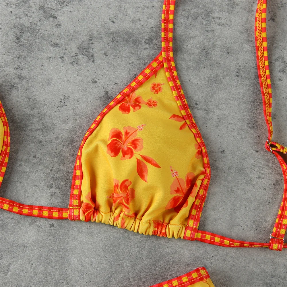 Micro biquinis 2025 sexy maiô feminino banho halter bikini conjunto impressão biquini maiô retalhos beachwear feminino