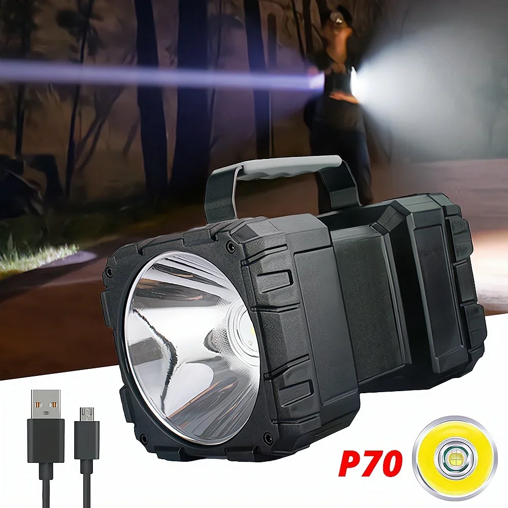 Work Strong Light Flashlight Portable Lamp USB Charge Ultra-bright Long Range High Power for Outdoor Searchlight Camping on Foot