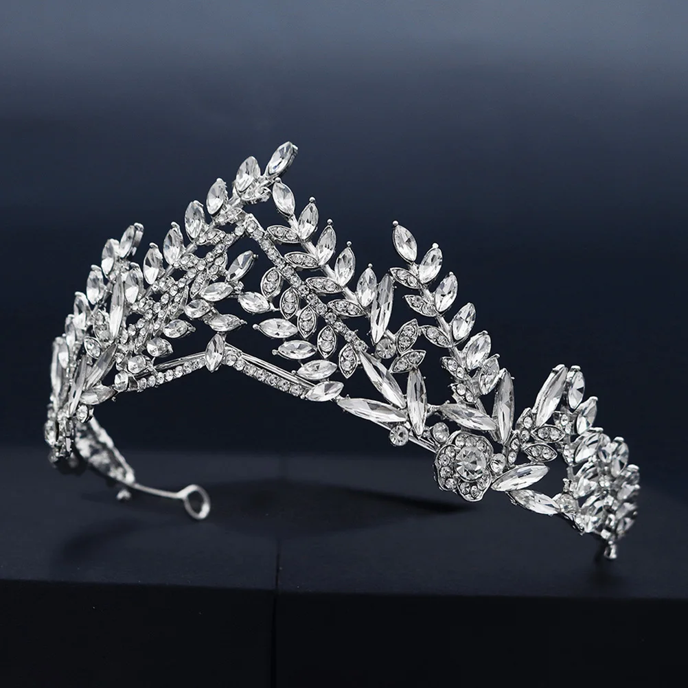 

Crystal Crown Exquisite Hair Decoration Bridal Accessories Olive Branch Crown Baroque Style Wedding Dress Accessory Alloy Hair