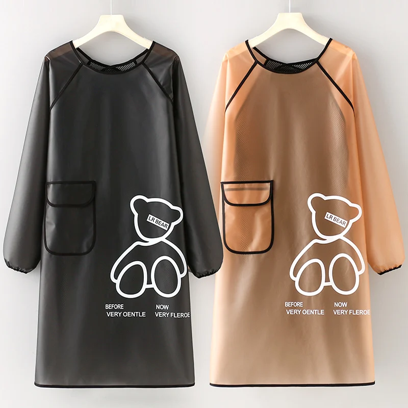 Waterproof Washable Apron Kitchen Transparent Long-sleeved Smock Catering Aquatic Special Car Wash Shop Swimming Pool TPU Smock