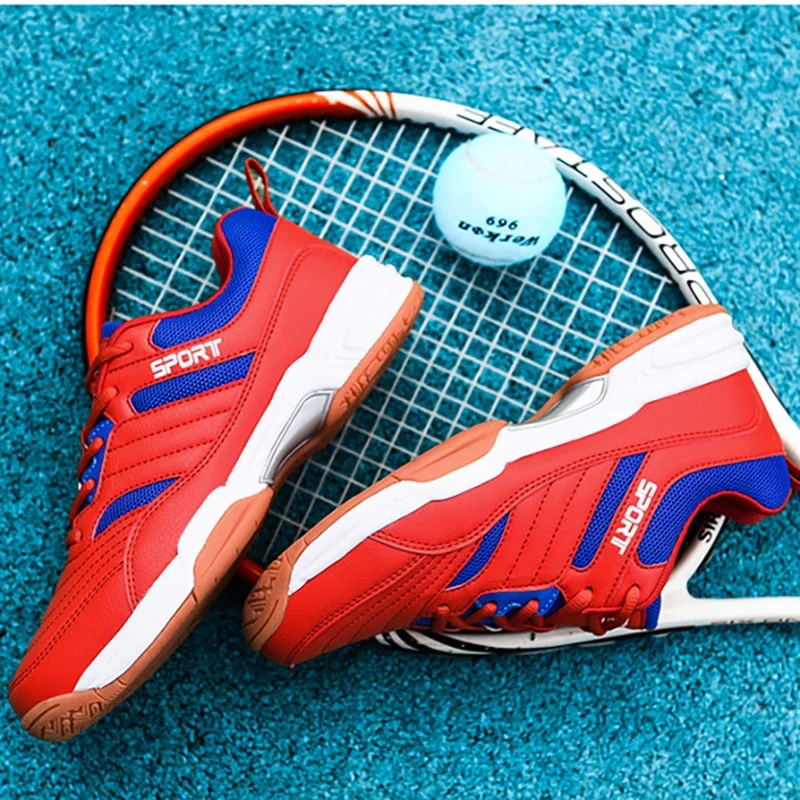 

2026 Red Big Size 46 Mens Badminton Shoes Cushioned Junior Professional Tennis Anti Slip Training Sport Sneakers