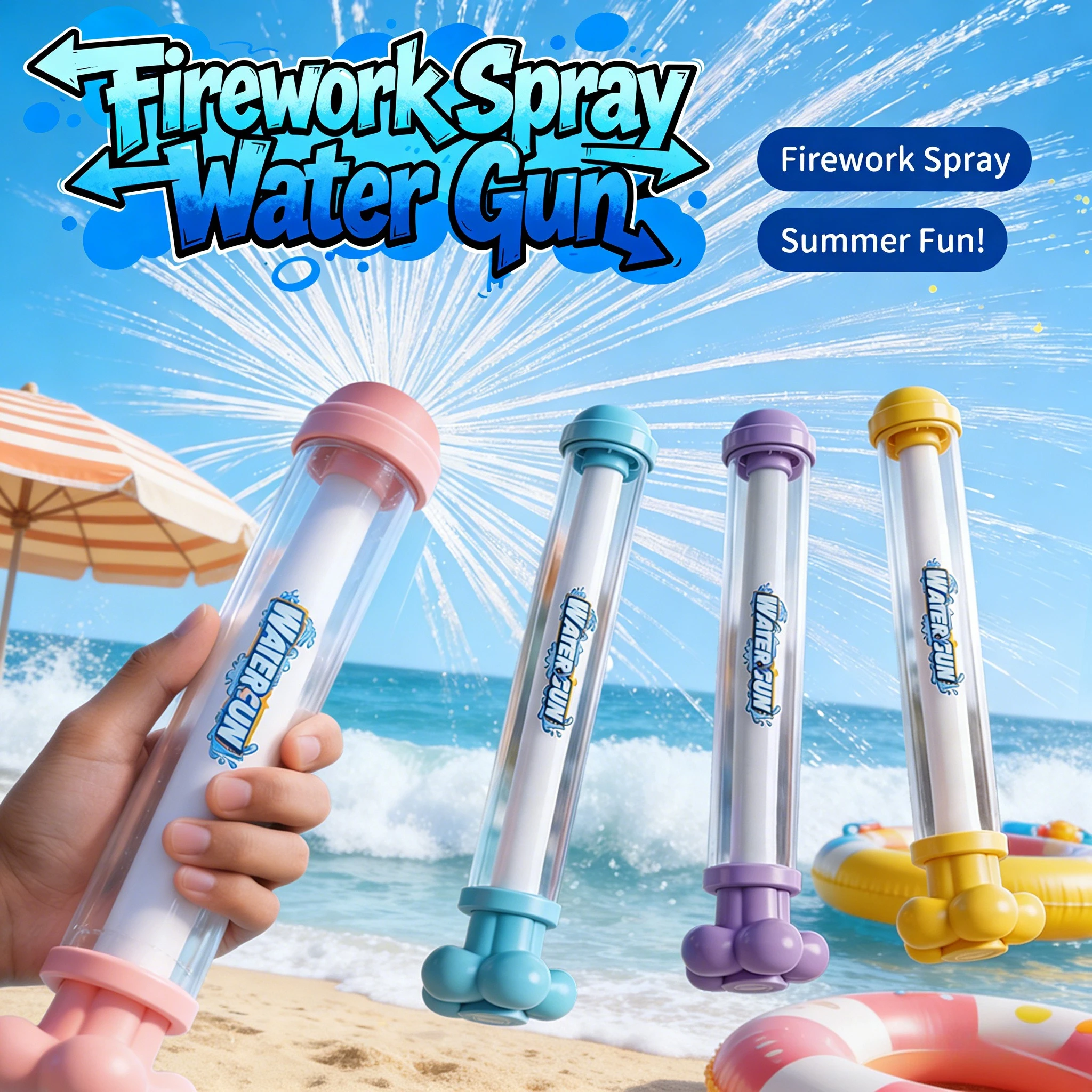 

Водный пистолет-фейерверк для улицы, парка, пляжа, летняя игрушка для полива, для вечеринок у бассейна, интерактивный водный пистолет для газона