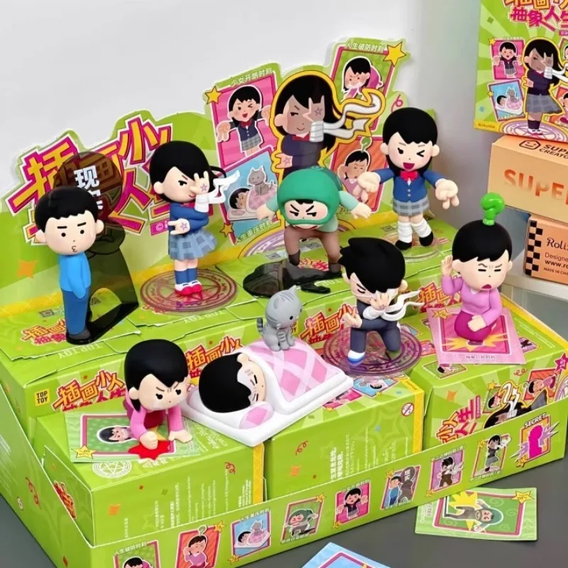 

New Genuine Irasutoya Japanese Illustration Absurd Life Series Blind Box Cute Model Dolls Desktop Ornament Cartoon Decor Toys