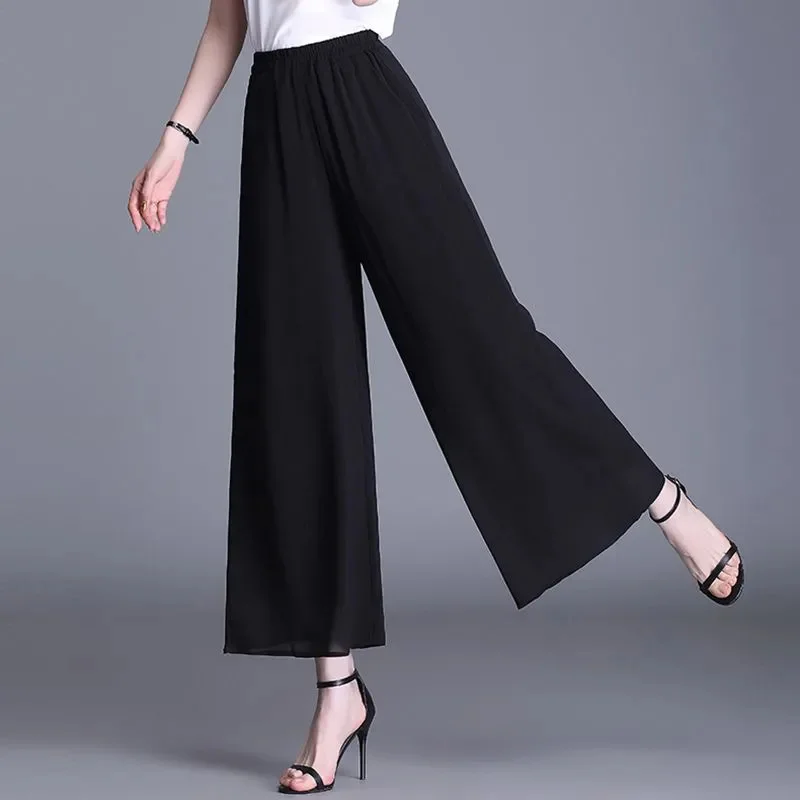 2023 nuovi pantaloni a gamba larga in Chiffon donna primavera e autunno pantaloni dritti moda a vita alta nove pantaloni Casual donna