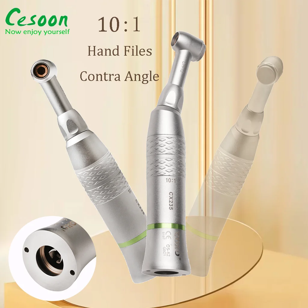 Dental 10:1 Contra Angle Hand Files Speed Reduction Handpiece 90º Reciprocating Rotate Dentistry Push Button Low Speed Treatment