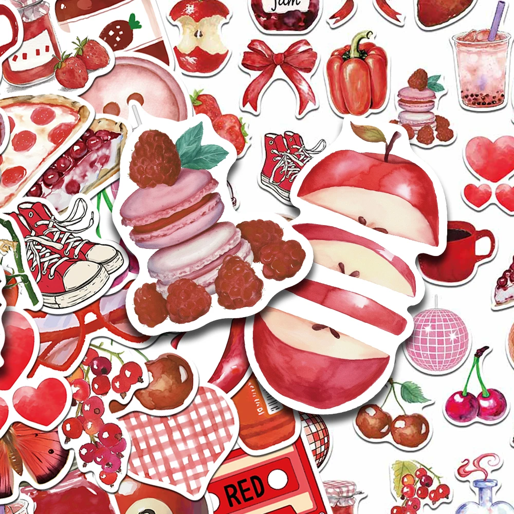 50 Stück Red Cherry Downtown Graffiti Aufkleber Aufkleber für Telefon Laptop Notebook Skateboard Helm DIY ästhetische wasserdichte Aufkleber