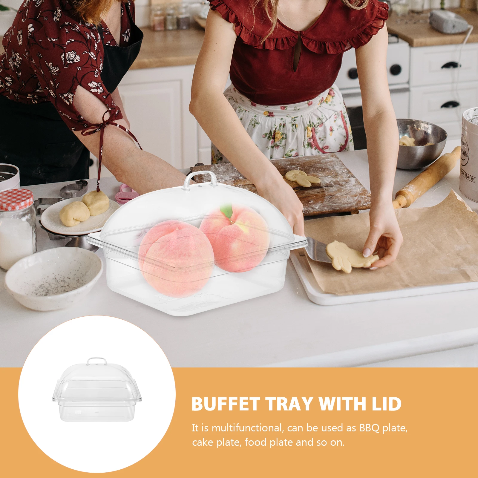 

Buffet With Lid Multifunctional Food Serving Plate Pc Transparent Storage Tray For Kitchen Home Restaurant Use Fresh Keeping