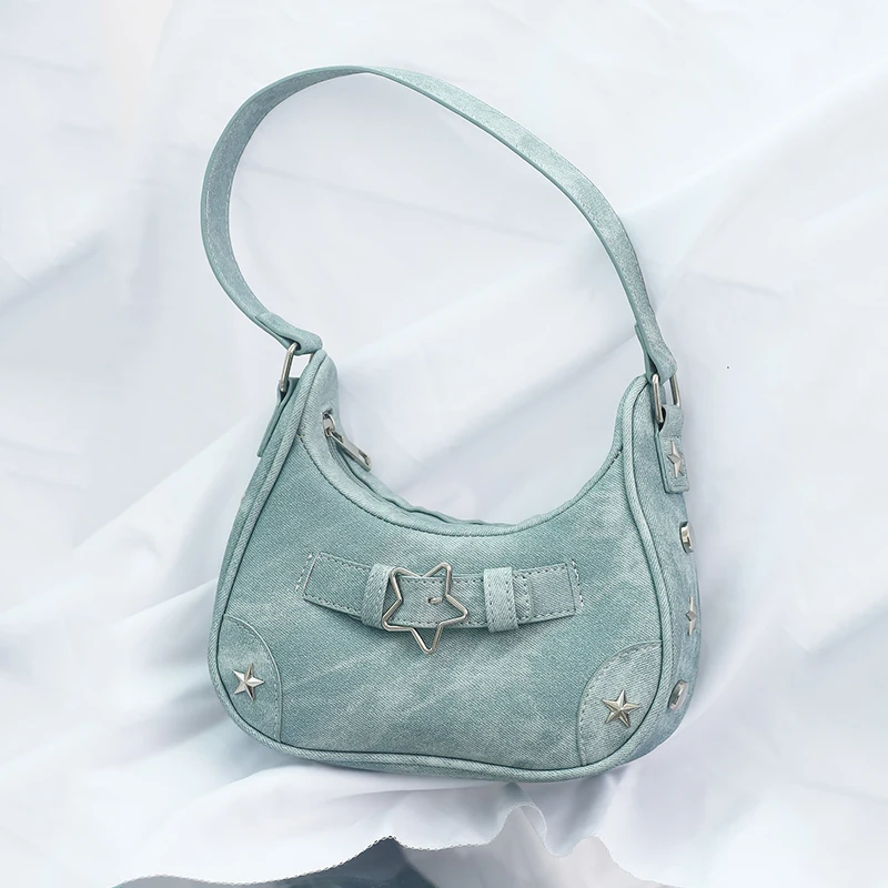 Vintage Lässige Niedliche Weiße Stern-Schultertasche Damen Umhängetaschen Leder-Reißverschlusstaschen Handtaschen für Frauen – Detail 14