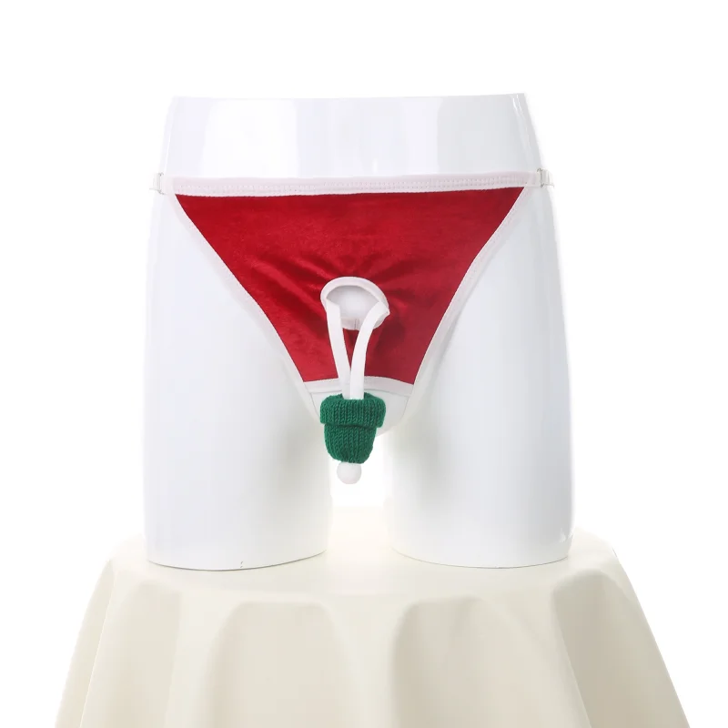 

Мужские сексуальные трусики, полая рождественская шляпа, милое нижнее белье с мешочком Jj, улучшенное нижнее белье с Т-образной спинкой и низкой талией, трусы с открытой промежностью