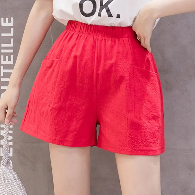 Neue Sommer-Shorts für Damen, Einfarbig, Lässig, Weit Geschnitten, aus Baumwolle und Leinen, Koreanischer Stil, Vielseitig Kombinierbar, mit Großen Taschen – Detail 5