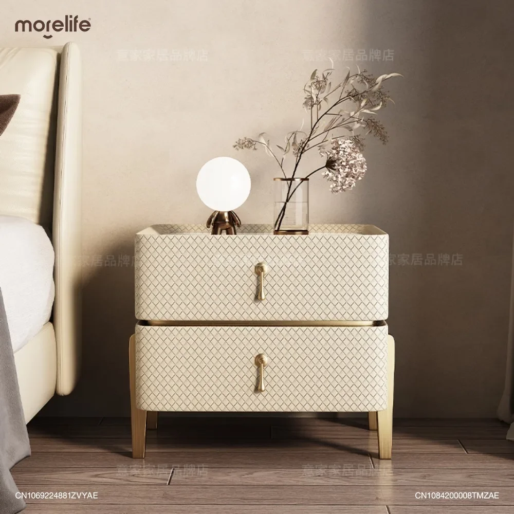 

Minimalist Bedroom Nightstands Light Luxury High-end Bedside Table Rock Board Solid Wood Small Storage Cabinet Furniture K01+