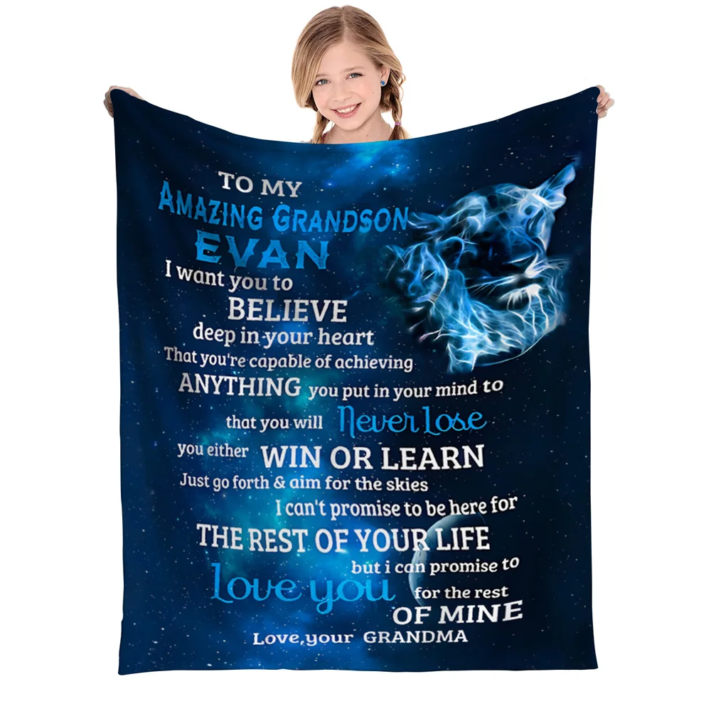 

Grandma's Best Gift for Grandchildren Blanket Suitable for Office Sofa Lunch Break Lightweight Soft Wool Blanket