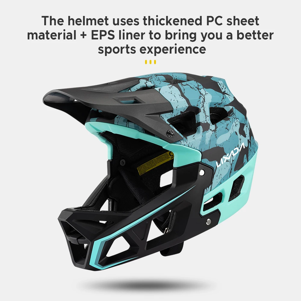 LIXADA Full Face Mountainbike Helm Erwachsene Racing Downhill MTB Helm für Mountainbike Coole Fahrradhelm MTB Zubehör – Detail 16