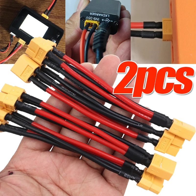 

Адаптер разъема XT60/T 14AWG 30 см, удлинительный кабель, адаптер для RC Lipo батареи для двигателя зарядного устройства, 2 шт./компл.
