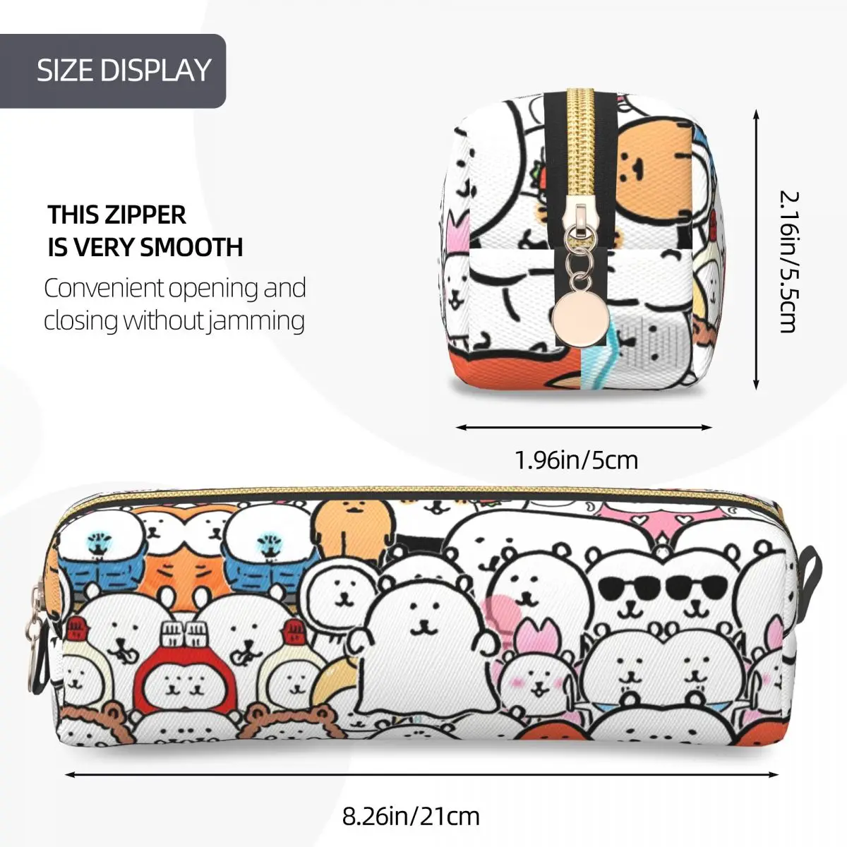 ผู้หญิงตลกหมีกระเป๋าเครื่องสําอางแบบพกพาแต่งหน้ากระเป๋าสําหรับจําเป็นพิมพ์โพลีเอสเตอร์จัดเก็บ