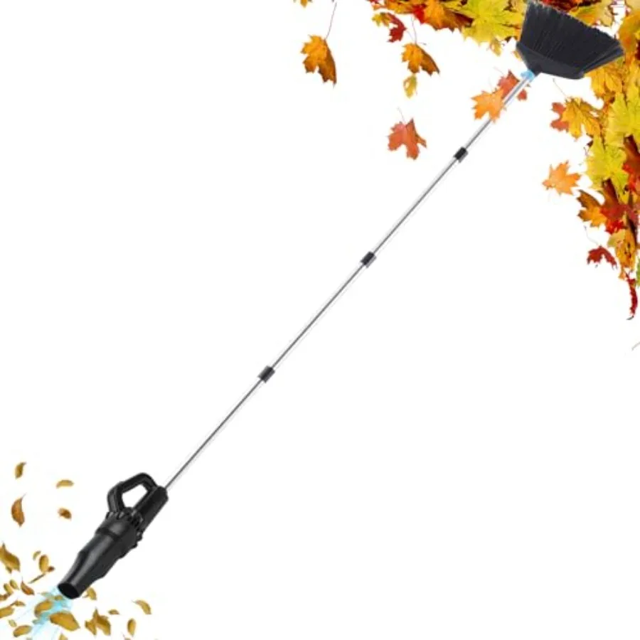 

Outdoor Broom with Leaf Blower Small Cordless Leaf Blower with Long Handle Broom Lightweight Rechargeable Air Duster Broom Blow
