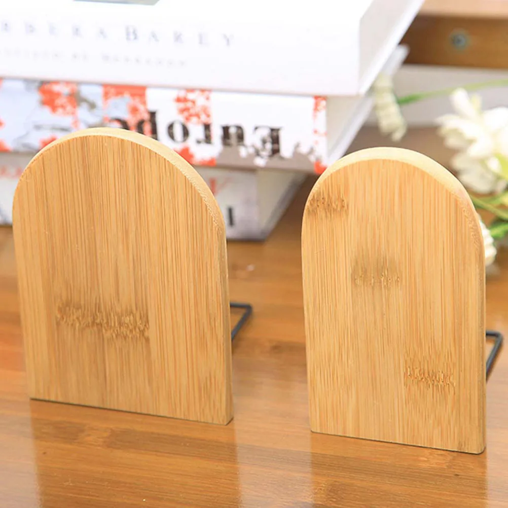 

2Pcs Bookends Bamboo Desktop Book Organizers for Office Study Multi-Function File Holder Decorative Book Stand Convenient