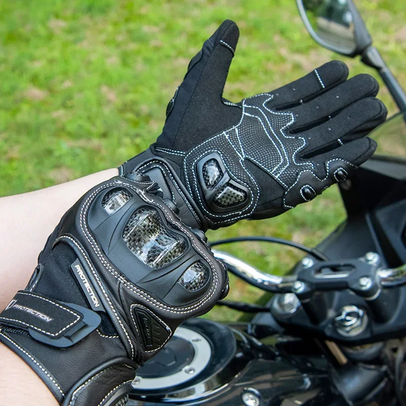 Wholesale Motorbike Racing Gloves Leather Full Finger Protection Motorcycles  Touch Screen Riding Motorcycle Glove For Men