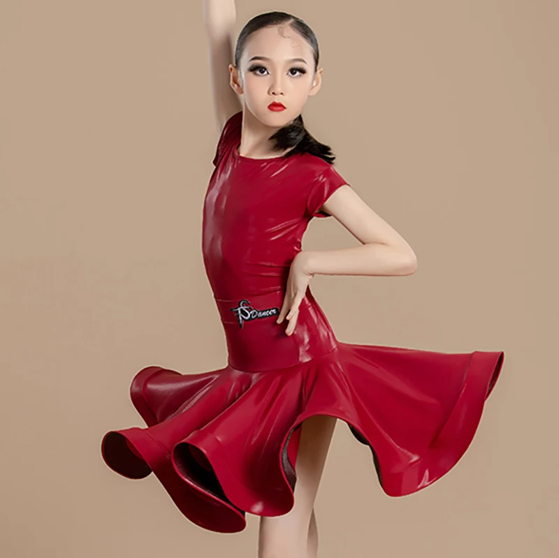 Kids Girls Mesh Halter Backless Top and Fish Bone Dance Skirt Suits Waltz Latin Dance Competition Costume Dancewear