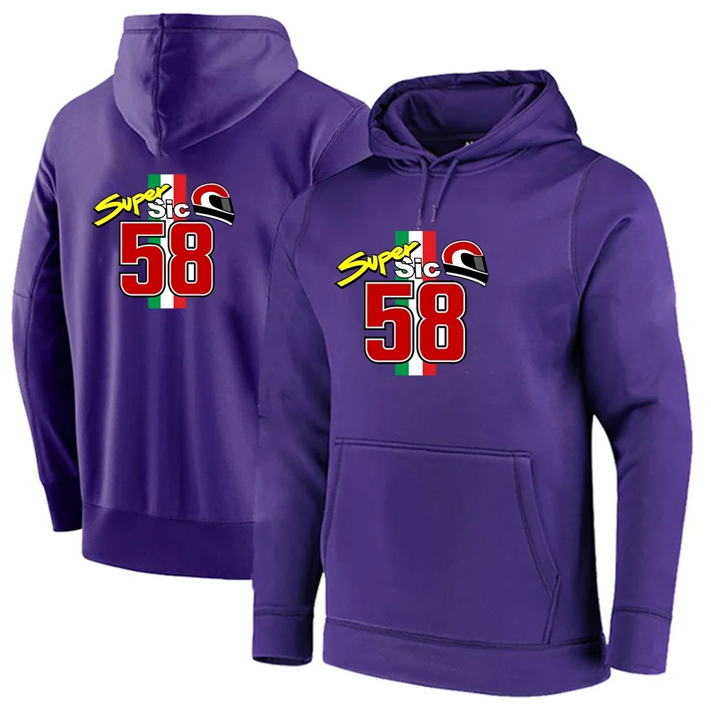 58 Super Sic Marco Simoncelli Men's Spring And Autumn Hot Sale Solid Color Pullover Hoodie Comfortable Hooded Tops