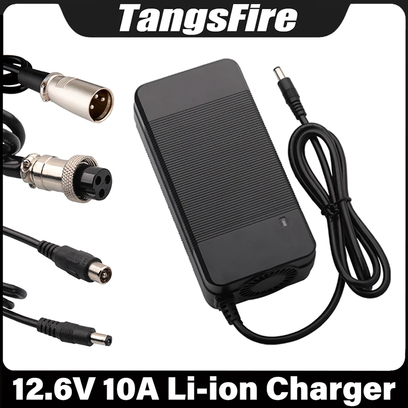 12.6V 10A Smart Lithium Battery Charger 3S For 12V Electric Drill Li-ion Battery Charger GX16/DC/XLR High Efficiency Charging