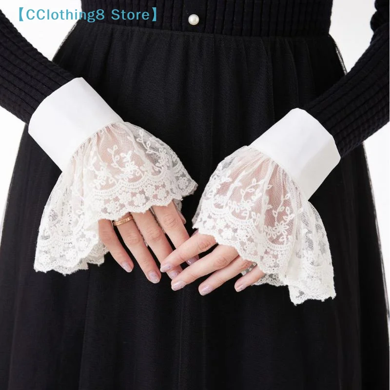 

Lace Cuffs White Detachable Fake Sleeves Wedding Bridal Gowns Sweater Cuff Halloween Costume Cosplay Accessories【AliS8】