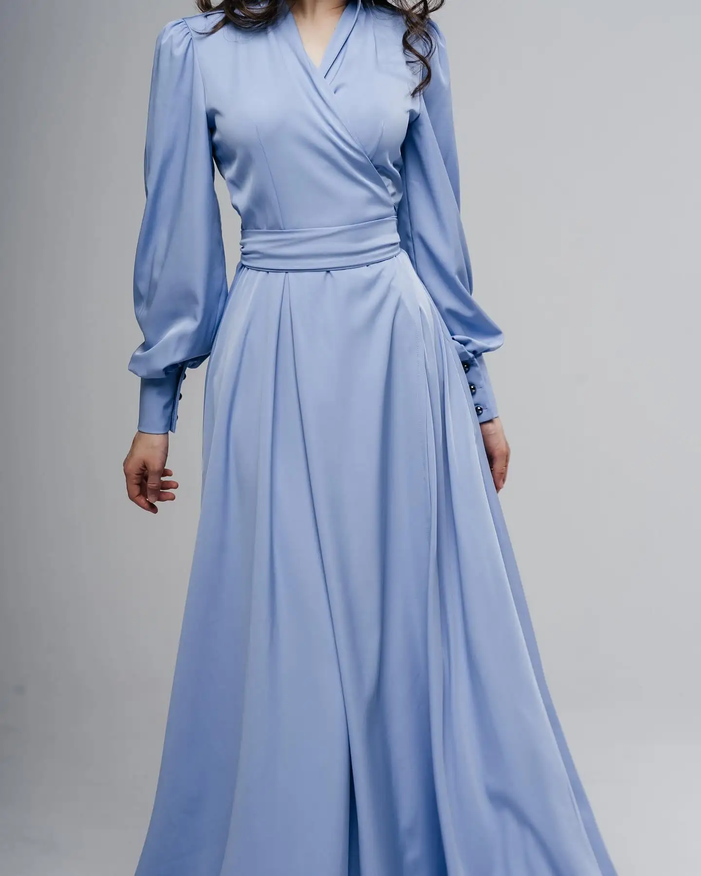 Вечернее платье по индивидуальному заказу с v-образным вырезом и открытыми плечами, длинными рукавами, платья для выпускного вечера, трикотаж с скользящим шлейфом и пуговицами сзади, платья знаменитостей