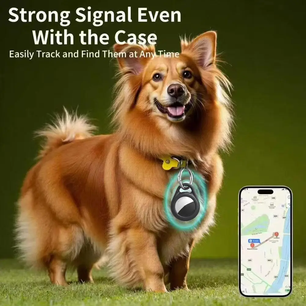 

For Apple Airtags Keychain Holder Case with Steel wire line Anti-Lost 360 Degrees Protective for Luggage Backpack Keys Q5A2