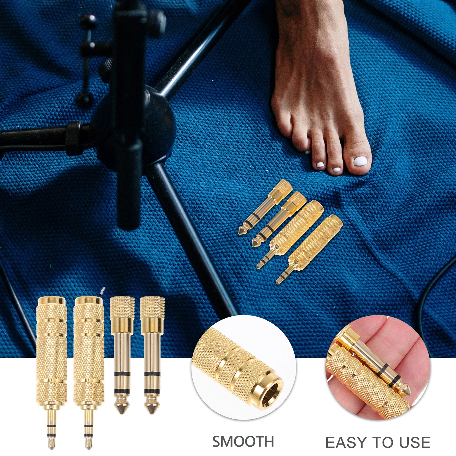 

4Pcs 6.35mm to 3.5mm Female to Male Audio Jack Adapter Converter Recording Connector Cable Converter Accessories for Guitar