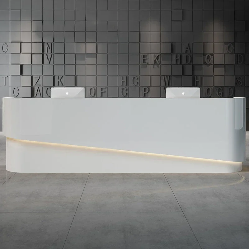 مكتب أمامي مطلي ممتاز، مكتب استقبال، بار الشركة الأبيض، أمين الصندوق في صالون التجميل، مكتب التدريب المخصص