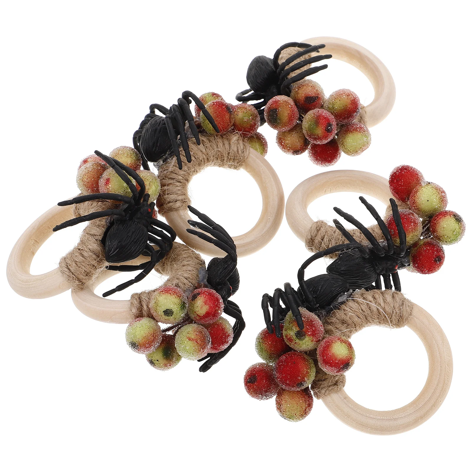 

6pcs Napkin Rings Halloween Spider Design Dining Table Decor Serviette Clasp Spider Shaped Holder For Party Home Kitchen Bar Use