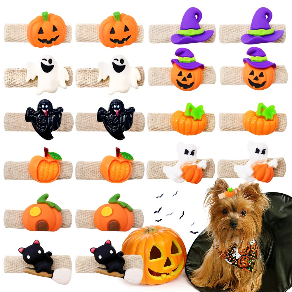 

10/20PCS Dog Hair Clips For Halloween Party Dog Bows Cartoon Ghost Accessories Party Puppy Hair Supplies For Dogs and Cats