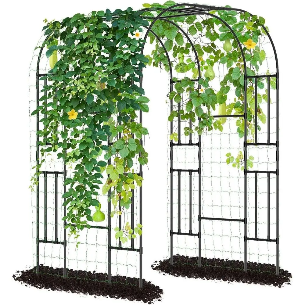 Outdoor Grape Vine Arch Trellis, 87 H x 59 L x 47 W, Black, Courtyard & Garden Gazebo
