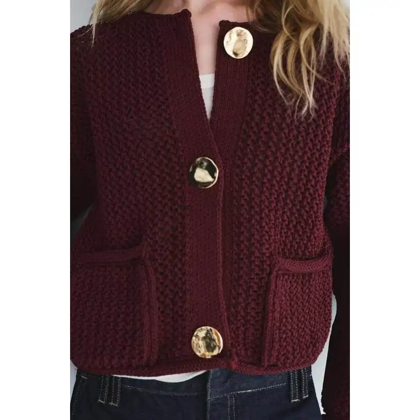 ZBZR Faionable Casual Long Sve Chunky Knit Outerwear Women's Autumn New Sle Versatile Simple Design Polyester Fiber