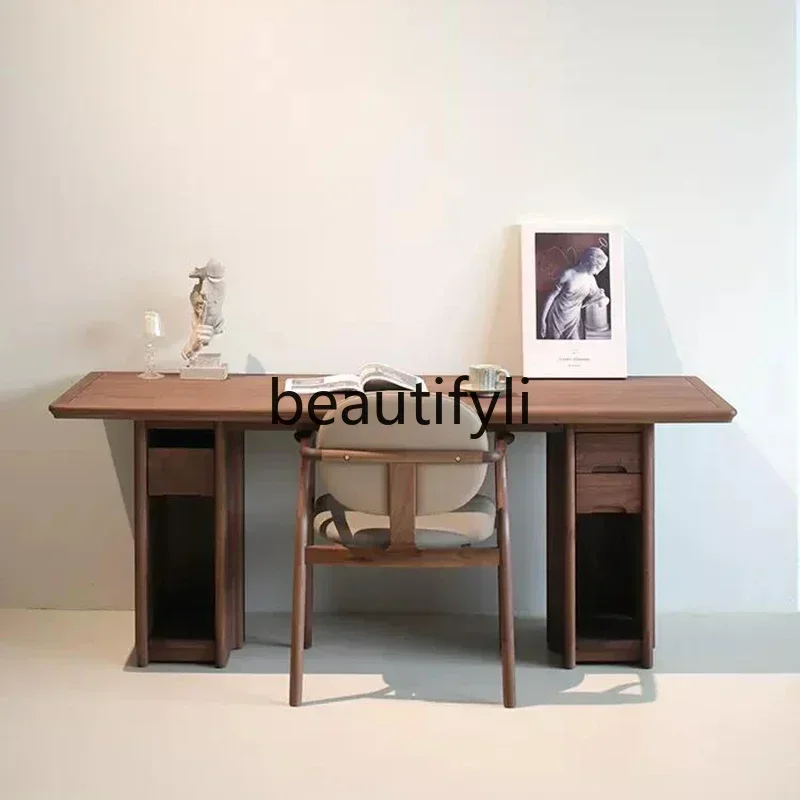 SS ss7486 North American black walnut Italian log writing office tea table light luxury study table