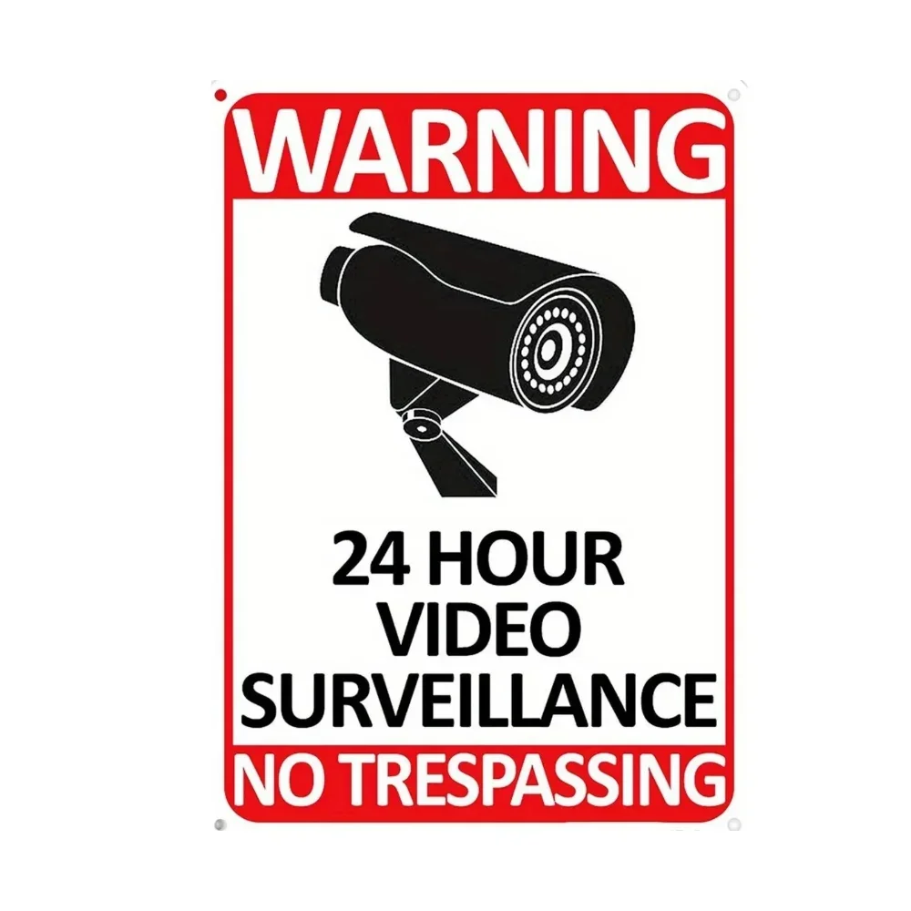 24 ساعة مان كاف ™   علامة معدنية للمراقبة بالفيديو |   تأكد من سلامة العقل |   تحذير أمني واضح